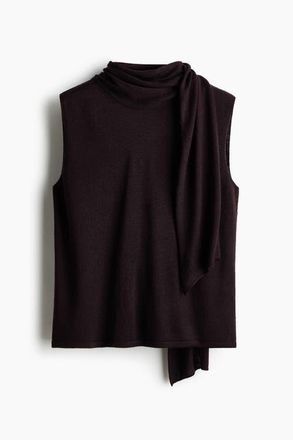 H&M Scarf-detail Turtleneck Top in Dark Purple at Nordstrom, Size X-Large