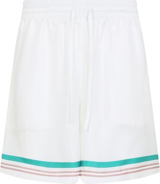 Casablanca Mens Drawstring Shorts - White Silk - Size Medium
