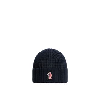 Moncler Moncler Logo Beanie, Men, Blue, Size: One Size