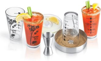 Final Touch Final Touch 7-Piece Caesar Cocktail Set, 4 Glasses, Rimmer & Jigger, 15 oz Each