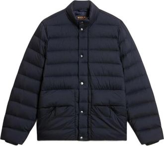 Woolrich Bering Quilted Puffer Jacket - Heren - Gewatteerde jassen - Blauw - M - Leer - Jassen