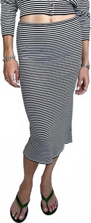 Ciao Lucia Faye Sheer Knit Midi Skirt In Midnight Stripe
