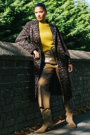 Roman Animal Print Formal Pocket Coat