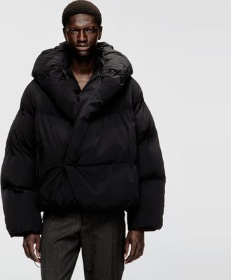Diesel Wrap puffer jacket in stretch nylon - Winter Jackets - Man - Black