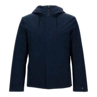 Woolrich Light Jackets, male, Blue, Size: M Hooded Jacket