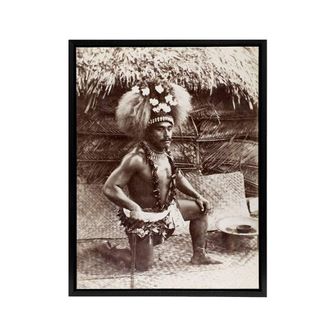Artery8 Burton Brothers Malietoa High Chief Mulianga Framed Canvas Art Print in Brown | Size: W24 x H32