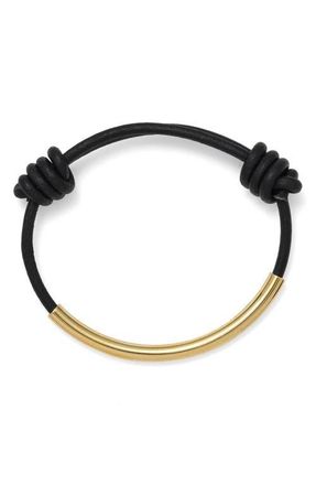 LADY GREY Leather Bond Bracelet in Gold/Black at Nordstrom