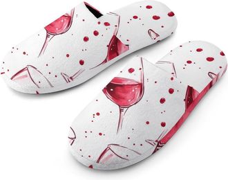Generic Red Wine Glasses Bloods Mens House Slippers Slip Indoor Slipper On Shoes Warm Outdoor