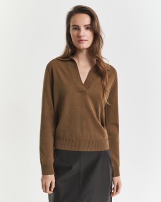 GANT Women Superfine Lambswool Rugger (XXXL) WARM KHAKI