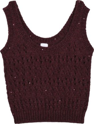 Eleventy Red Alpaca-Blend Openwork Top