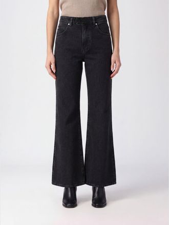 Pinko Jeans flare a vita alta in denim di cotone con spacco laterale