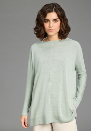 Flashlights Strickpullover FLASHLIGHTS, Damen, Gr. 32/34, salbei, Feinstrick, Obermaterial: 100% Viskose, unifarben, oversize h&uuml;ftbedeckend, Rundhals, Rippb&uuml;ndche