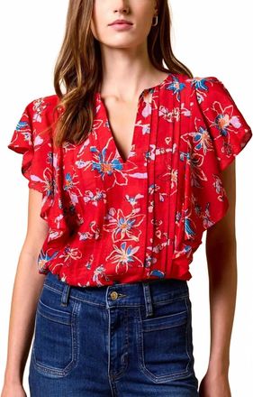Cleobella Sheenie Blouse In Fiore Rosso