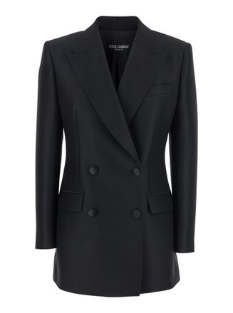 Dolce & Gabbana Black Solid Peaked Lapel Blazer