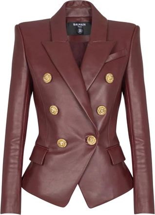 Balmain double-breasted lambskin jacket - Red