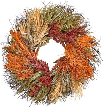 Nearly Natural 26In. Fall Sorghum Harvest Autumn Artificial Wreath