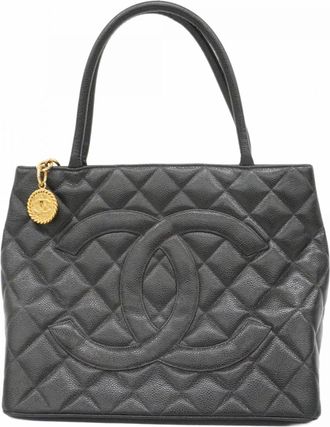 Chanel Black Grained Calfskin Tote Bag (Pre-Owned)