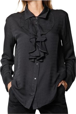 Mason's Viscose en Zijden Chemise - Dames - Overhemden - Zwart - XS - Overhemden