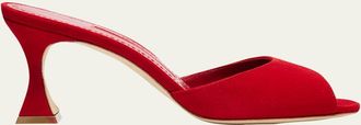 Manolo Blahnik 70mm Jadaron Suede Pedestal Mules