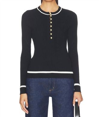 Rag & Bone Kassy Rib Henley Top In Black