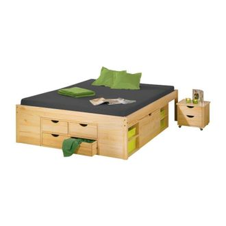 Inter Link SAS Letto con contenitori +comodino claas 166x209x47,5h pino massello con doghe
