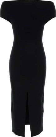 Alberta Ferretti Viscose Nylon Off-Shoulder Dress - Black