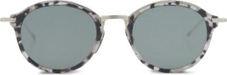 Thom Browne Occhiali da sole tondi con effetto tartarugato - Grigio