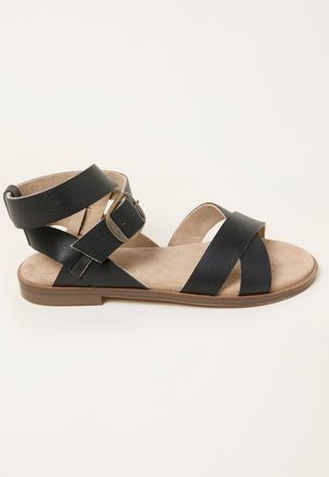 Fat Face FatFace Black Crossover Leather Gladiator Sandal