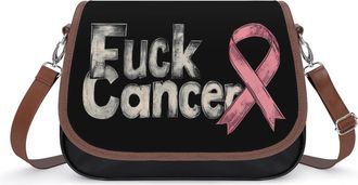 Generic Fuck1 Cancer Crossbody Bag Womens Handbag PU Message Bags Shoulder Purse with Adjustable Strap