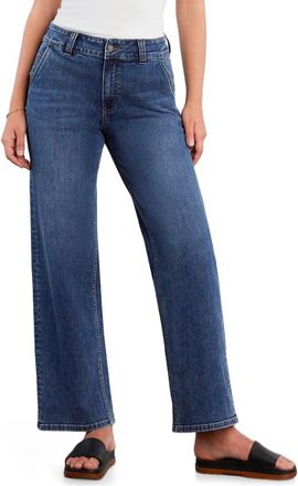 Wash Lab Denim Kellie High Waist Relaxed Straight Leg Jeans in Shark Blue at Nordstrom, Size 31