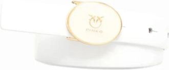 Pinko Round Enamel H2 Belt - Dames - Riemen - Wit - S - Leer - Accessoires
