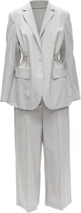Theory Drape wool drawstring cinched blazer pants set