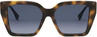 Fendi FF Diamonds Havana Square - Dames - Zonnebrillen - Veelkleurig - 54 MM - Accessoires