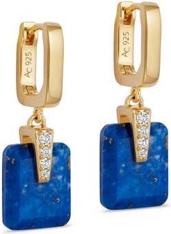 Astley Clarke Gold Deco Lapis Drop Huggies at Nordstrom