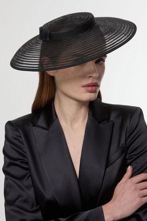 Karen Millen Womens Asymmetric Disk Bow Detailed Fascinator - Black - One Size