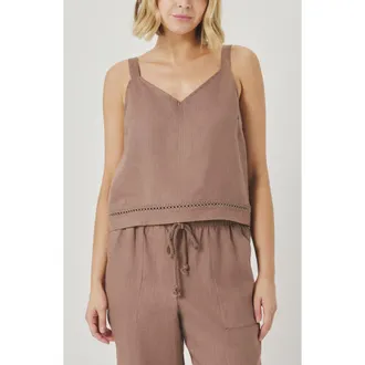 Splendid Stella Linen Tank in Wicker Beige at Nordstrom, Size X-Large