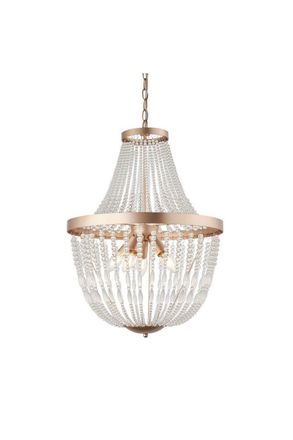 Netlighting Celine 5 Light Pendant Light Rose Gold Paint & Clear Glass E14