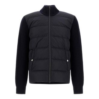 Herno Wollen jas met wafelstructuur en nylon - Heren - Jassen - Blauw - Maat: 2XL Wol