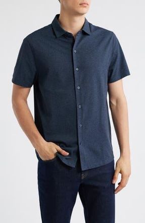 Robert Barakett Harker Short Sleeve Knit Button-Up Shirt in Navy at Nordstrom Rack, Size Medium