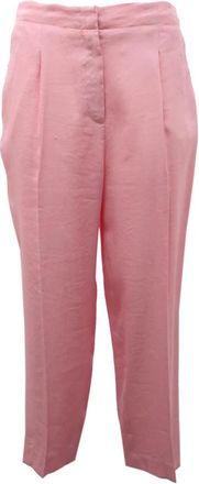 Michael Kors Linnen en Viscose Cropped Broek - Dames - Vrijetijds broeken - Roze - S - Linnen - Broeken