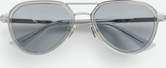 Bottega Veneta Forte Aviator Sunglasses - Silver - Unisex - 80% Recycled Acetate & 20% Metal