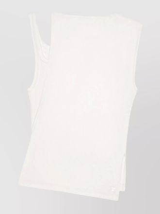 Courr&egrave;ges ribbed asymmetric sleeveless tank top