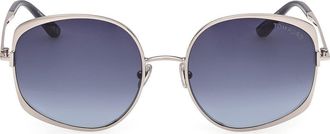 Tom Ford Abbey 58mm Round Sunglasses in Ruthenium Navy /Gradient Blue at Nordstrom