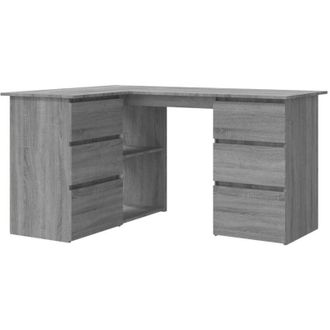 vidaXL Corner Desk Grey Sonoma 145x100x76 cm Engineered Wood vidaXL