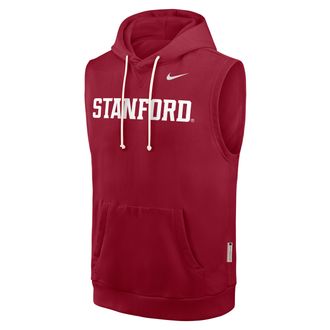 Nike Stanford Sideline Nike Mens Dri-FIT College Sleeveless Pullover Hoodie in Red | 03B469WSDN-65K