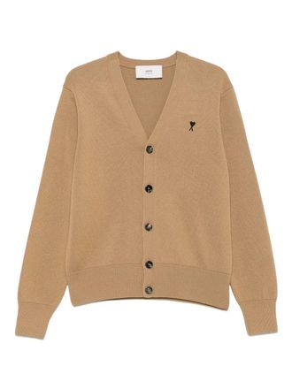 Ami embroidered button-fastening cardigan - men - Merino - S - Neutrals