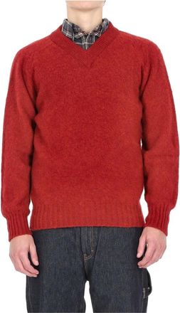 Howlin Future Memories Sweater - Heren - V-hals truien - Rood - M - Wol - Truien & Vesten