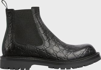Gucci Mens Miart GG Leather Lug Sole Chelsea Boots