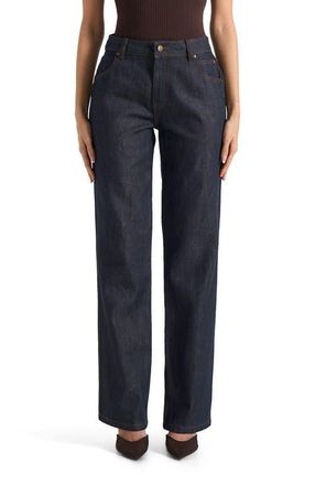Mani&egrave;re De Voir Florence Denim High Rise Straight Leg Jeans in Indigo at Nordstrom, Size 12