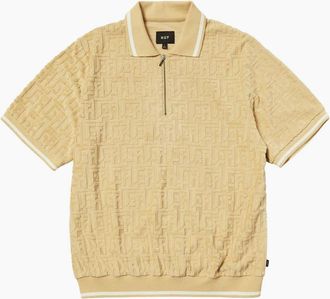 HUF Mens HUF Tether Jacquards Terry Twill Polo - Cream - Size: 42/Regular